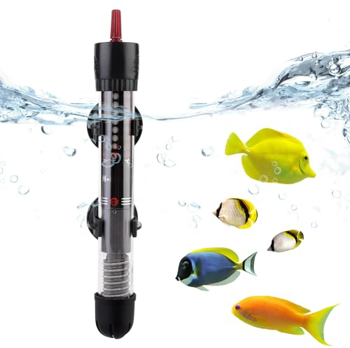 GOMETY Riscaldatore per acquario 50 W, asta riscaldante regolabile con termostato, riscaldamento regolabile per acquario, con ventose, per serbatoi di pesce, acquari di tartarughe e acquari, 30 l, 60