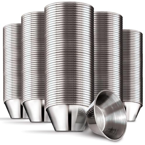 Stock Your Home 1.5 oz Stainless Steel Condiment Cups (120 Pack), Individual Portion Dipping Sauce Cups, Reusable Ramekins for Restaurants