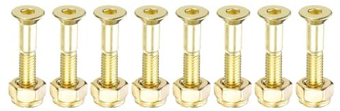 PATIKIL Skateboard-Hardware-Kit 1, 8 Stück Karbonstahl Grad 8.8 Montageschrauben Bolzen Muttern Set für Skateboard Cruiser, Golden