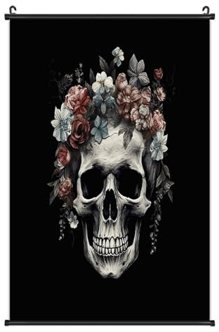 Hängende Gemälde, Totenkopf in der Dunkelheit, gedrucktes Poster, hängende Gemälde, Wandposter, hängende Gemälde