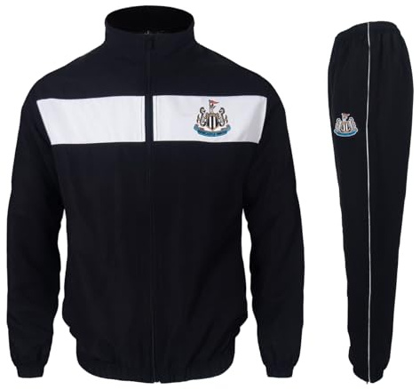 Newcastle United FC Official Gift Boys Tracksuit Set Black White 6-7 Years SB