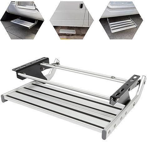 Manuelle RV-Schritt, Aus Aluminiumlegierung klappbare 1-Stufe Camping Wohnmobil Step, Schritt Einzelschritt Wohnwagenleiter Einstieg, für Wohnmobil Camper Van Reiseanhänger
