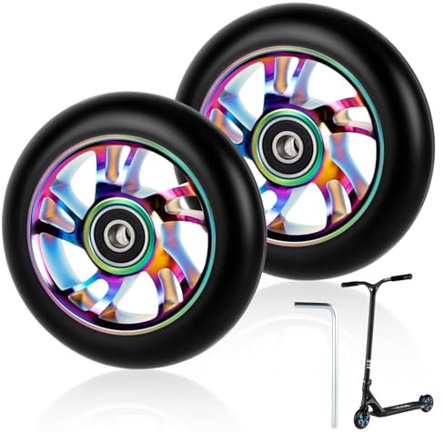 Ersatzräder für Scooter 110mm -2 Stück Stunt Scooter Rollen88A mit ABEC-9 Inklusive 5mm Innensechskantschlüssel Aluminium Stunt Scooter Rollen für Meisten Stuntscooter & Kickscooter