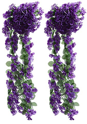 Amosfun 2stücke Simulation Violette Blume Künstliche Hängende Kunstblume Violett Gefälschte Simulation Violette Blume Hängende Girlande Party-dekor Für Zuhause Und Büro