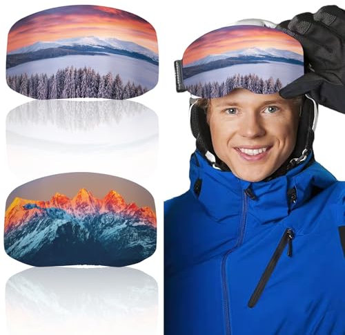 BSITSSS 2 Pcs Ski Goggle Protector Cover, Protective Goggle Cover Portable, Ski Goggle Cover Sleeve Anti-Scratch, Fashion Ski Goggles Protective Cover, Ideal for Travel and Après-ski