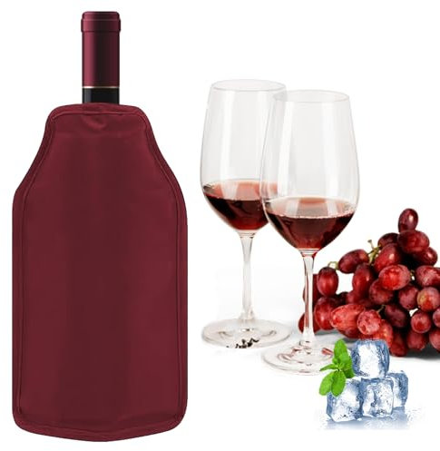 Shyllin Weinkühler Manschette, Sektkühler, Kühlmanschetten für Wein-Hülle, Champagner Kühler, Picknick-Weinset, Geeignet für Partys und Picknicks (Red)