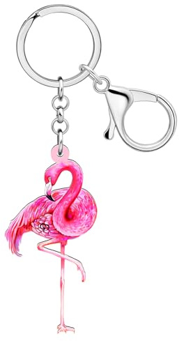 RAIDIN Acryl Rosa Flamingo Geschenke für Damen Mädchen Niedlich Anime Tropisch Vogel Schlüsselbund Schlüsselanhänger Schmuck für Autoschlüssel Geldbeutel Rucksack Zubehör
