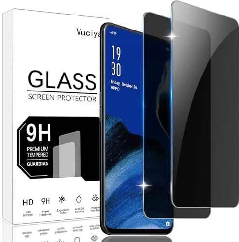 Vuciya Lot de 2 Protection Écran Anti-Espion pour Oppo Reno2 Z/Oppo Reno 2Z Verre Trempé 9H Dureté Vitre Film Résistant aux Rayures Anti-Shatter Anti-Fingerprin Bubble Proof
