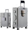 yuweijie Multifunktions Koffer mittelgroß Alu-Rahmen Hartschale Trolley Reisekoffer Handgepäck Zwillingsrollen ZahlenSchloss(Silber, 68cm,75L)