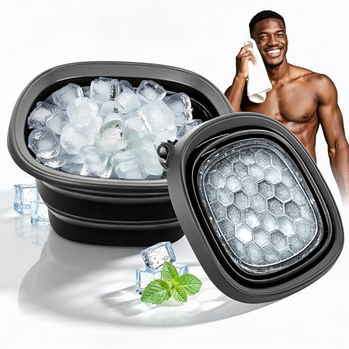Face Ice Bath Bowl - Foldable Face Tub with Built-In Ice Tray for Perfect Fit, Facial Skincare Tool for Cold Therapy, Reduce Puffiness, Tighten Pores & Refresh Skin, Dunking Tub (Pink) (black)