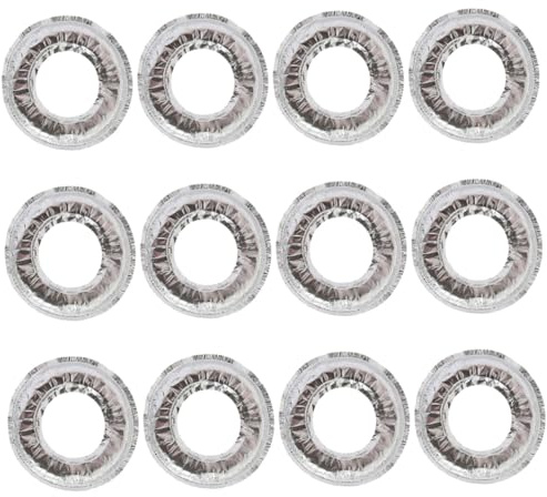 Gasherd Einlagen aus Aluminiumfolie, 40 Stück, Ölabweisend, Küche | Silberfarben, Hitzebeständig und Formstabil, Leicht Entnehmbar, für Gasbrenner im Küchenbereich