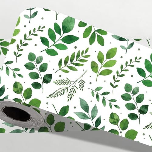 CONCHLERY Leaves Pattern Wallpaper Border 197 Inch | Self Adhesive Leaves Pattern Wallpaper Border Removable Vinyl for Bedroom Living Room and Office Decor