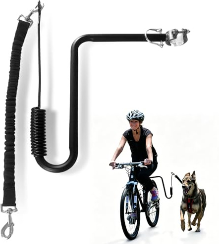 Behogan Guinzaglio da bicicletta per cani: guinzaglio per cani, mani libere, guinzaglio per cani con assorbimento degli urti, per bicicletta, per corsa, jogging, escursionismo, nero