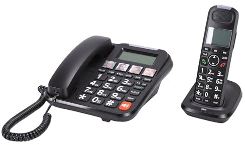 Bewinner Corded & Cordless Phone System with Full Duplex Handsfree, 3.0inch Backlit Screen, Caller ID, Call Waiting, Expandable Up to 5 Handsets, Wall Mountable for Home Office (UK)