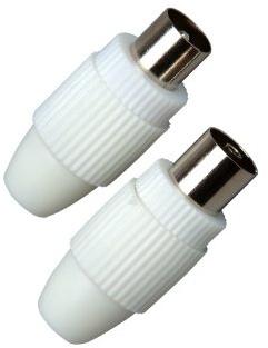 Kopp 472300088 Koaxial-Antennenstecker und -Kupplung, gerade, mit Schraubanschluss und Zugentlastung, weiß