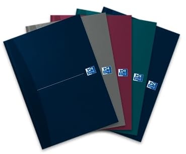 Oxford gebundenes Buch A4, kariert, 192 Seiten, 4 Farben, 5 Stück