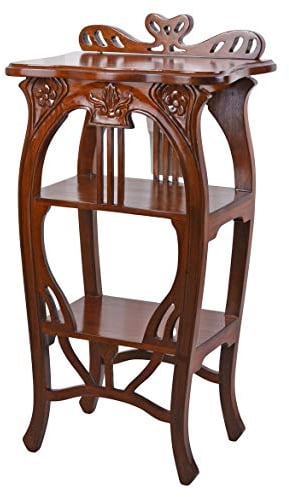 Vintage Konsole aus Mahagoni Holz Floraler Jugendstil Regal 44cm Braun mar014 Palazzo Exklusiv