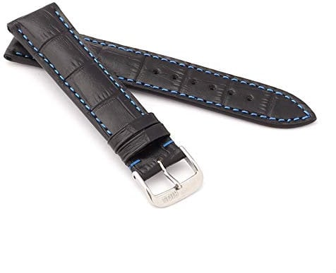 RIOS1931 Unisex Uhrenarmband Alligator Style Modell Vegas 19 mm Schwarz/blau