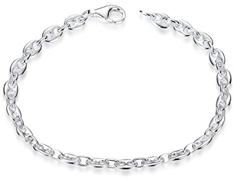Materia Damen Armkette Bohnenkette Silber 925 - Kaffeebohnen Armband SA-116-18 cm