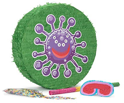 Lumaland piñata pentolaccia + 50 gr coriandoli + Bastone da 50 cm + Maschera - Virus Viola 50 x 50 x 15 cm