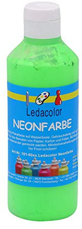 Neonfarbe Set | GRÜN | 250 ml | leuchtet bei UV Licht | Wasserbasis | tolles Farbergebnis | Malfarbe für Kinder und Erwachsene | Kulissenfarbe | Schwarzlichtfarbe | Künstlerqualität