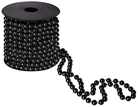 SPRINGOS Weihnachtsschmuck Perlenband 10 m Perlengirlande Perlenkette Kunstperlen Ø 7 mm Weihnachtsgirlande (Schwarz)