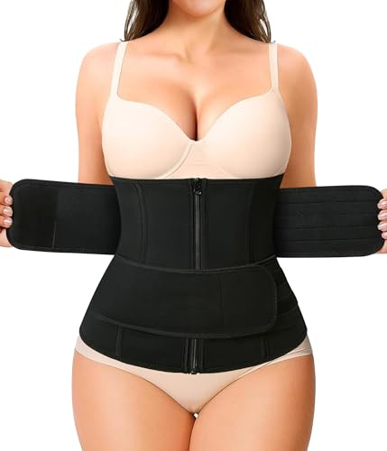 Bafully Unterbrust Korsett Waist Trainer Cincher Sports Taillenformer Bauchweg Gürtel Neoprone Taillenmieder Body Shaper (Schwarz, 2XL)