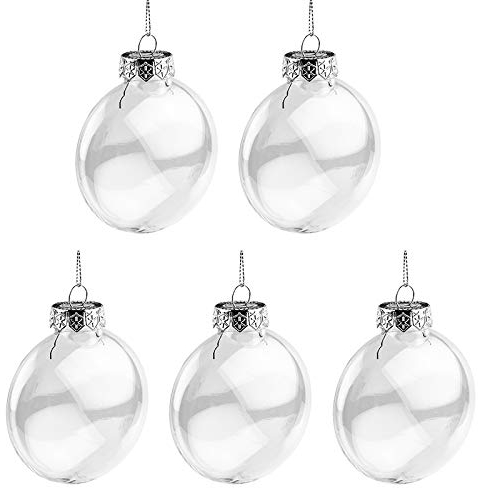 Ideen mit Herz Acryl-Medaillons zum Befüllen | Flache Acrylkugeln aus Kunststoff | Plastikkugeln | Ø 8cm | 5 Stück | ideal zum Basteln von Dekokugeln, Weihnachtskugeln, Weihnachtsbaum-Kugeln
