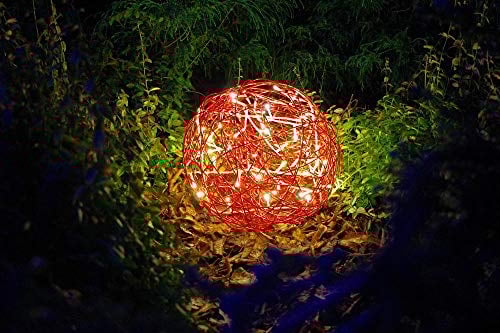 Best Season LED Kugelleuchte Galax für innen und außen, Drahtgeflecht Leuchtkugel Weihnachten in rot, warmweißes Deko Licht, 30 cm