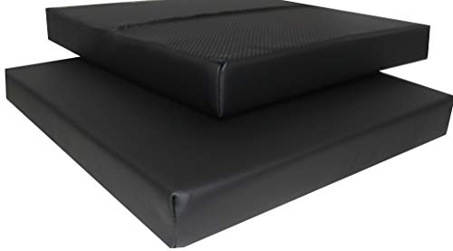 2 er Set Stuhlkissen Bankkissen Sitzkissen Sitzpolster Stuhlpolster Dekokissen 40 x 40 cm Kunstleder antirutsch (schwarz)