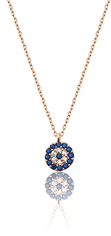 Einzelstück® Halskette Evil Eye I 925 Sterling Silber I antiallergen & nickelfrei I Zirkonia Steine (Evil Eye Halskette Roségold)