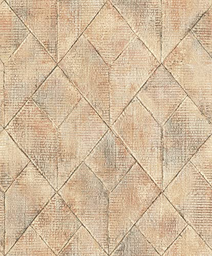 Grandeco Vliestapete Rauten Beton Shabby Optik terra apricot Concrete Nomad A47505 Nomad