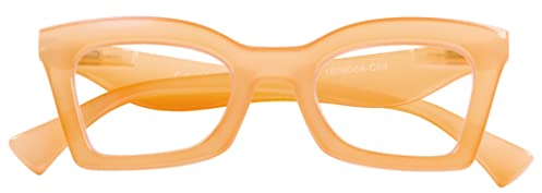 DOOViC Computerbrille Blaulichtfilter Damen Anti Müdigkeit Brille ohne Stärke Orange/Quadratische Rahmen
