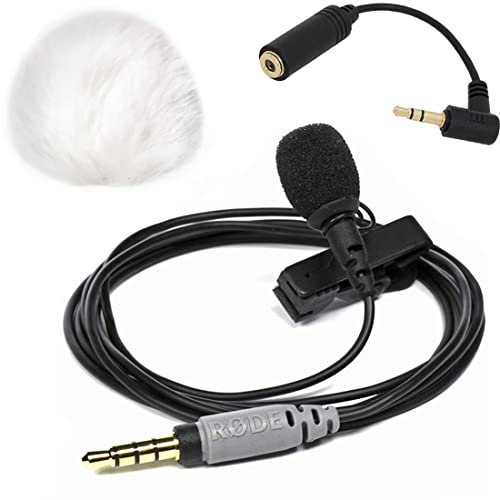 RØDE SmartLav+ Micro Lavalier pour smartphone + pare-vent en fourrure Keepdrum WS05WH + câble ADP03 3,5 mm TRRS-TRS