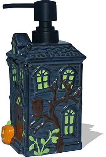 CAAHANJIA Haunted House Seifenspender: Halloween-Seifenspender, nachfüllbarer Flüssigseifenspender für Badezimmer, Küchenspüle, Schwarz