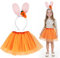 Capaneus Hasenkostüm Kinder Mädchen,Hasenohren Kinderkostüm Set mit Tüllrock Orange/Rosa Pailletten,Hasenohren Haarreif,Fliege,Kaninchen Kostüme Kinder für Ostern Fasching Karneval Mottoparty Zubehör