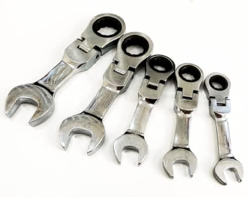 Dunnet Tools Ratchet Spanner Set 10-19mm | Flexi Stubby Metric 5 Piece Kit | Mechanics Tools, Ratchet Wrench, Socket Set, Hand Tools for Automotive Garage Workshop & DIY