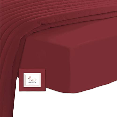 Pizuna 400 Baumwoll-Spannbetttuch 190x200-200x200cm Rio-Red, 100% langes Baumwoll-Spannbetttuch, weiches Mako-Satin-Gewebe für bis zu 40 cm Matratzenhöhe (100% Baumwollbettlaken)