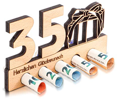 DARO Design - 35. Geburtstag Geldgeschenk Holz 35 Jähriges Jubiläum