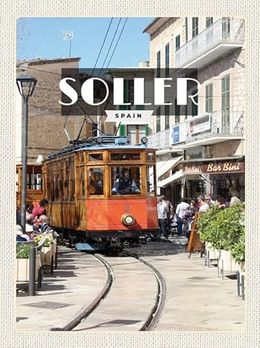 mrdeco Metall Schild 20x30cm gewölbt Soller Spain Schmalspur-Holzzug Deko Blechschild Tin Sign