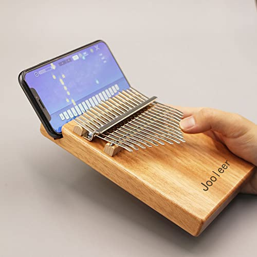 Jooleer Kalimba mit 17 Tasten, Daumenklavier, App, tragbar, Okoume Mbira Stimmhammer, Fingerabdeckungen