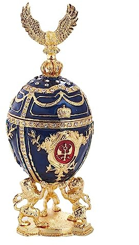 VIDECOR Saphirblaues Fabergé-Ei, Russische Schmuckschatulle, Fabergé-Ei-Schmuckkästchen, Handverziert mit Ihr, Fabergé-Box, Schmuckgeschenk für Mama, Muttertagsüberraschung