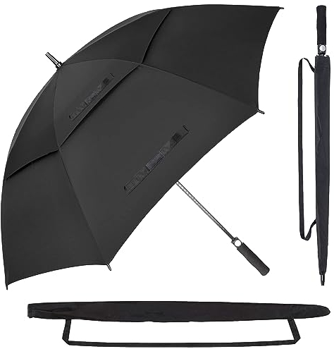 Y.A. LOTUS Großer XXL Regenschirm Schwarze - Automatik Familien Regenschirm Sturmfest, Golfschirme Groß Ideal für Damen und Herren 2 Personen Golfer, Travel - （Schirmdurchmesser 150cm）