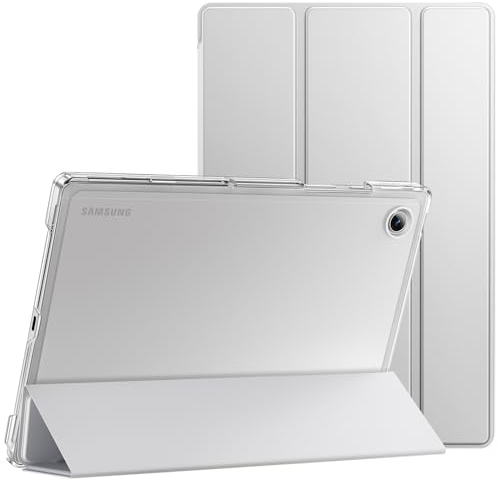 JETech Funda para Samsung Galaxy Tab A8 10,5 Pulgadas 2021 (SM-X200/X205/X207), Slim Translúcida Trasera Trifold Folio Soporte Protectora Tableta Carcasa, Auto-Sueño/Estela (Plata)