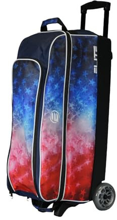 ELITE Basic Bowlingtasche mit 3 Rollen, für 2 Paar Bowlingschuhe, mehrere Farben erhältlich (Rot/Weiß/Blau)
