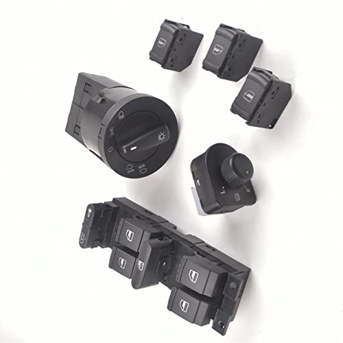 TARFIC Fensterschalter 4 Stücke Für VW Für Jetta Für Golf MK4 Für Bora Für Passat B5 B5.5 1999-2002 2003 2004 Auto Fensterheber Schalter Panel Rückspiegel Scheinwerfer Fenstersteuerungsschalter