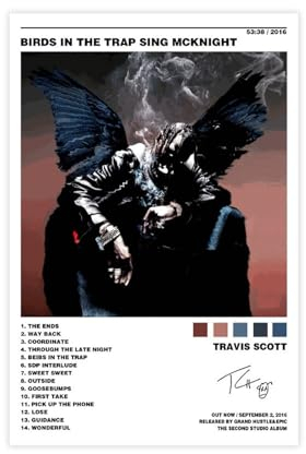 VesFy Travis-Poster, Scott-Poster, Vögel in der Falle singen, McKnight, Album-Poster, 3 Leinwand-Poster, Schlafzimmer-Dekor, Sportlandschaft, Büro, Raumdekoration, Geschenk, ungerahmt, 30 x 45 cm