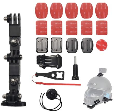 SRIKEKL Motorcycle Motobike Helmet Chin Mount Butterfly Sticky kit, with 2 Extended Arms & J Buckle for GoPro Hero 11/10/9/8, session, Xiaomi,Yi, SJCAM and other Action Camera
