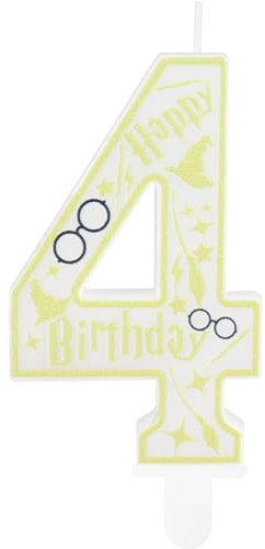 Yiran Harry Geburtstagskerzen, magische Zauberer-Kerze, Zahl 4, Potter-Kuchenaufsätze, Kerzendekorationen für Jungen, Kinder, Geburtstag, Harry-Potter-Thema, Geburtstagsparty-Zubehör