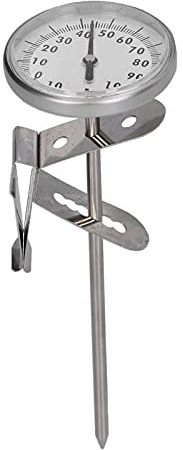 Edelstahl Küchenthermometer, große Skala, lange Sonde | Präzise Messung -10°C bis 110°C, einstellbare Klemme für Topfränder, großes Zifferblatt für schnelles Ablesen, vielseiti